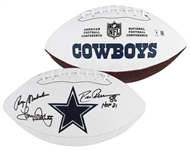 Cowboys Legends Signed Logo Model Football with Staubach, Dorsett & Peason (Beckett/BAS)