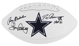Cowboys Legends Signed Logo Model Football with Staubach, Dorsett & Peason (Beckett/BAS)
