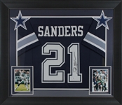 Deion Sanders Signed & Custom Framed Cowboys Home Style Jersey (Beckett/BAS Witnessed)