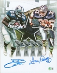 Cowboys HOF Backs: Emmitt Smith & Tony Dorsett Dual Signed 11 x 14 Color Photo (Beckett/BAS Witnessed)