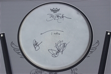 Bon Jovi 2001 Tour-Used & Group Signed Drum Head and Sticks Display (ACOA Authentication)