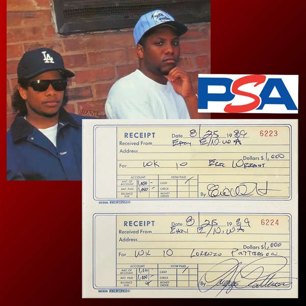 NWA: Eazy-E & MC Ren Signed Cash Receipts from 1989 NWA Summer Tour with RARE Legal Name Autographs! (PSA/DNA Encapsulated & LOA) 