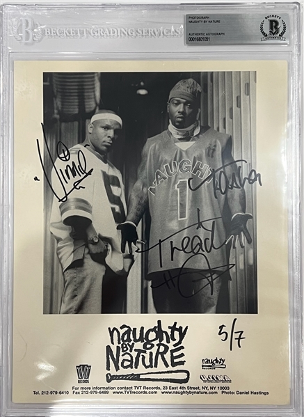 Naughty by Nature Group Signed & Inscribed 8" x 10" Promo Photo (Beckett/BAS Encapsulated)