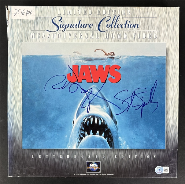Steven Spielberg & Richard Dreyfuss Signed "Jaws" Laserdisc Cover (Beckett/BAS LOA)