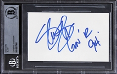 Guns N' Roses: Slash Signed 3 x 5 Index Card (Beckett/BAS Encapsulated)