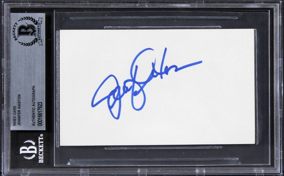 Friends: Jennifer Aniston Signed 3" x 5" Index Card (Beckett/BAS Encapsulated)