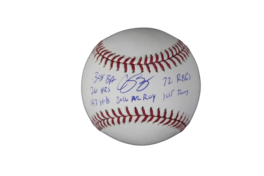 Corey Seager Signed & Numbered OML Baseball w/ Inscription (FANATICS)