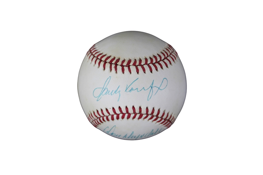 Sandy Koufax and Don Drysdale Signed ONL Baseball (JSA)