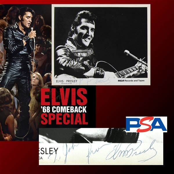 Elvis Presley Signed Vintage 8" x 10" RCA Records Promo Photo for 68 Comeback Special - The Only Known Authentic Example in Existence! (PSA/DNA LOA)