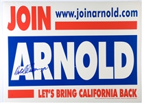 Arnold Schwarzenegger Signed RARE Vintage 16" x 20" Official Yard Campaign Sign (JSA LOA)(Ulrich Collection)