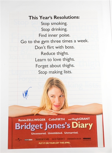 Renee Zellweger Signed Original Full Size "Bridget Joness Diary" Poster (JSA)(Ulrich Collection)