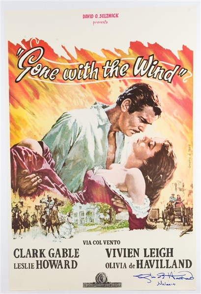 Gone with the Wind: Olivia de Havilland Signed Full Size Poster (JSA)(Ulrich Collection)
