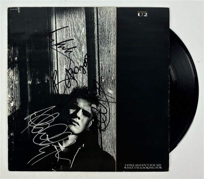 U2: Multi-Signed "I Still Havent Found What Im Looking For" Album Cover w/ Vinyl (4 Sigs)(Epperson/REAL)