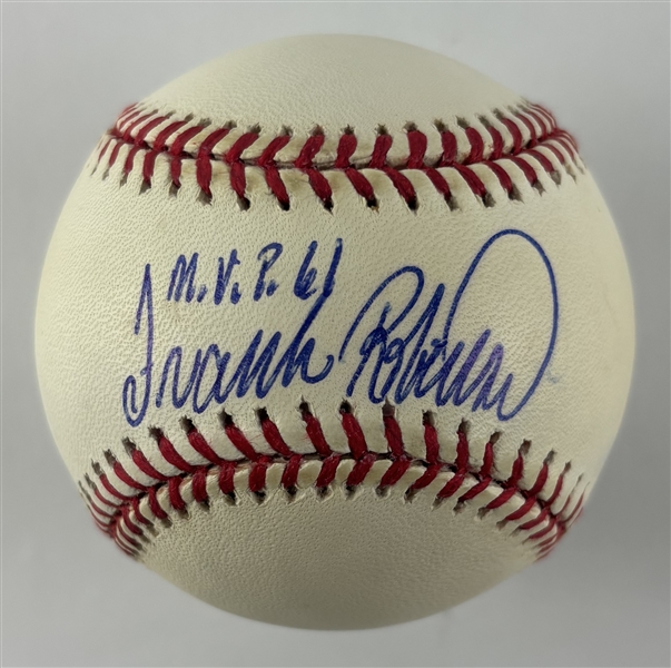 Frank Robinson Single Signed & "M.V.P 61" Insc. ONL Baseball (PSA/DNA)