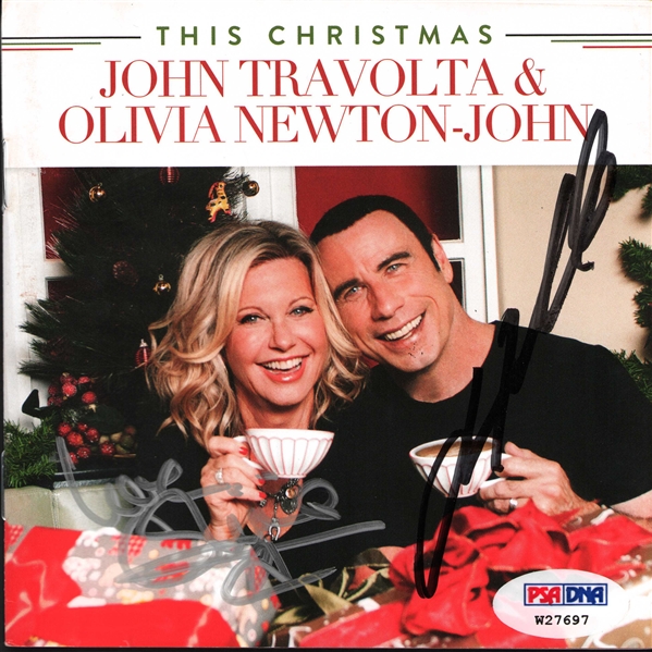 John Travolta & Olivia Newton-John Signed "This Christmas" CD Insert (PSA/DNA)