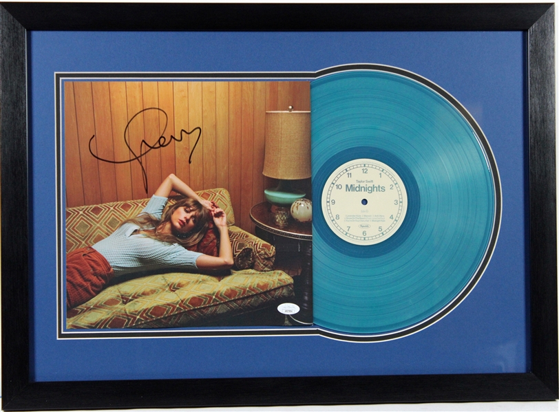 Taylor Swift Signed "Midnights" Album Cover w/ Colored Vinyl in Framed Display (JSA)