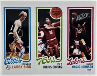 Julius Erving, Larry Bird, & Magic Johnson Signed 11 x 14 Photo (PSA/DNA LOA)(Bird Holo)