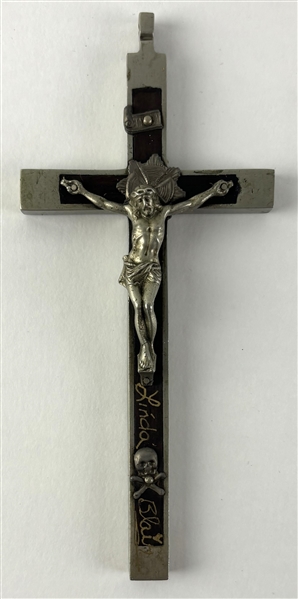 Impressive Linda Blair Signed & Movie Used Crucifix From The Exorcist w/ Photo-match! (Production Asset Procurement)(PSA/DNA LOA)