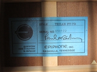 The Beatles: Paul McCartney Signed Epiphone Texan FT-79 McCartney Model Acoustic Guitar (Beckett/BAS LOA, JSA LOA, and Caiazzo LOA)