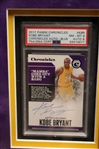 Kobe Bryant Framed Display with Signed 2017 Panini Chronicles Card & Ticket for Final Game (PSA/DNA)