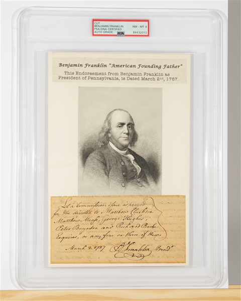 Benjamin Franklin Document Signed Three Months before Constitutional Convention of 1787! (PSA/DNA Encapsulated)