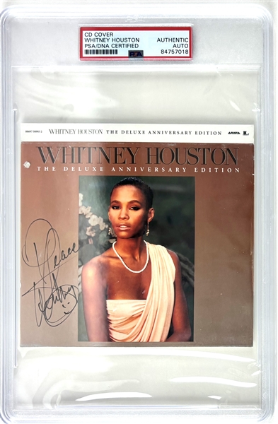 Whitney Houston Signed Deluxe Anniversary CD Cover (PSA/DNA LOA & Encapsulated)