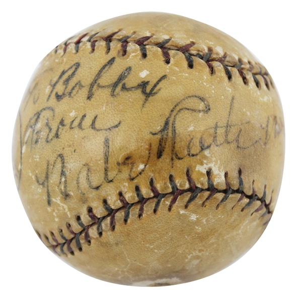 Babe Ruth Single Signed & Inscribed Union League Baseball (JSA LOA)