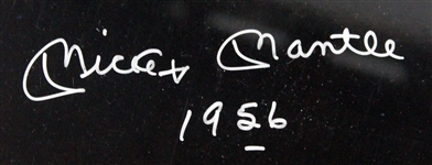 Mickey Mantle Signed 16 x 20 Bill Gallo Art Print with 1956 Inscription in Framed Display (Beckett/BAS LOA)