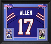 Josh Allen Signed Blue Pro Style Jersey in Framed Display (Beckett/BAS Witnessed)