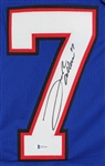 Josh Allen Signed Blue Pro Style Jersey in Framed Display (Beckett/BAS Witnessed)