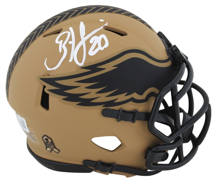 Brian Dawkins Signed Eagles "Salute to Service II" Mini Helmet (Beckett/BAS Witnessed)