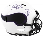 Randy Moss & Justin Jefferson Signed Vikings Lunar F/S Speed Proline Helmet (Beckett/BAS)