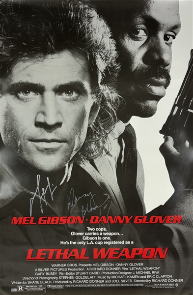 Mel Gibson & Danny Glover Signed Full Size "Lethal Weapon" Poster (Celebrity Authentics COA)