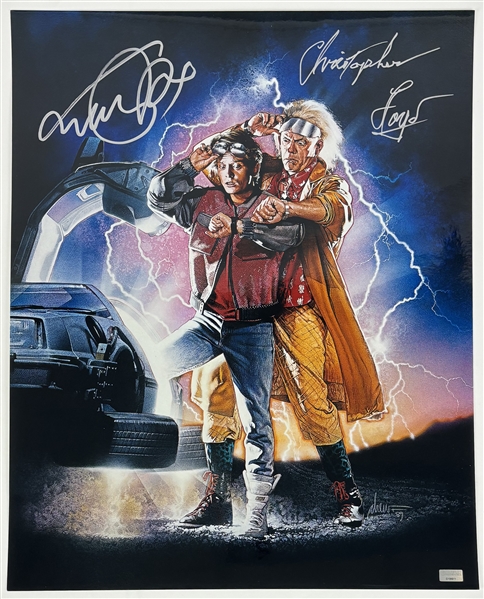 Christopher Lloyd & Michael J Fox Signed 16" x 20" Back to the Future Photo (Celebrity Authentics)