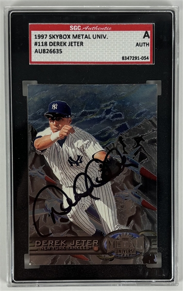 Derek Jeter Signed 1997 Skybox Metal Universe #118 (SGC Encapsulated)