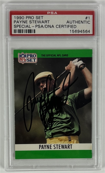 Payne Stewart Signed 1990 Pro Set #1 Trading Card (PSA/DNA Encapsulated)