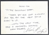 Tom Cruise & Nichole Kidman Signed Personal Stationary (Beckett/BAS)