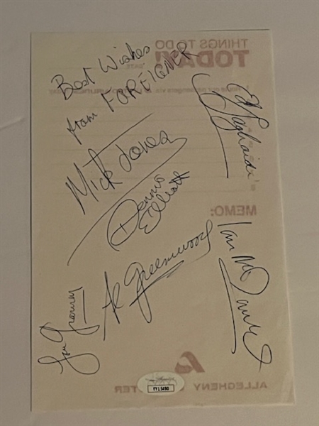 Foreigner: Group Signed 5.5" x 8.5" Vintage Page w/ Original 6 Members! (JSA LOA)