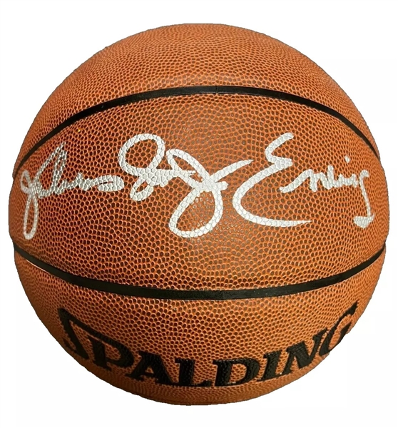 Julius "Dr. J" Erving Signed Spalding Basketball w/ Gem Mint 10 Auto! (PSA/DNA LOA)