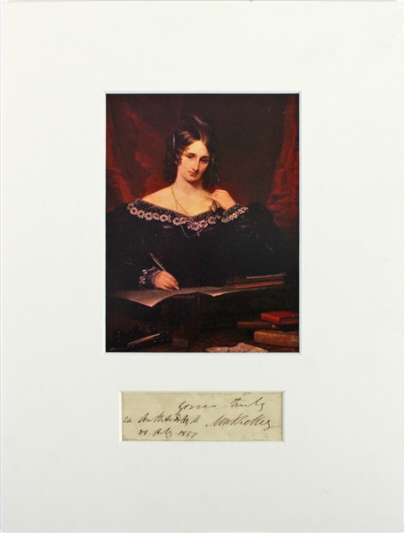 Frankenstein: Mary Shelley Rare Signed & Handwritten Document Segment (Beckett/BAS LOA)