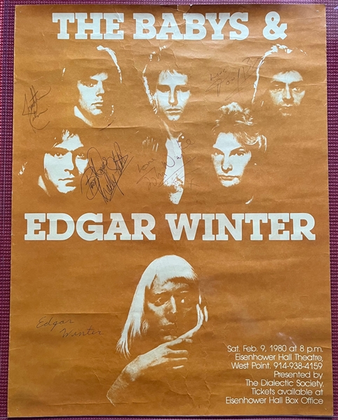 The Babys & Edgar Winter: Rare Group Signed 17" x 22" 1980 Concert Poster (5 Sigs)(JSA LOA)