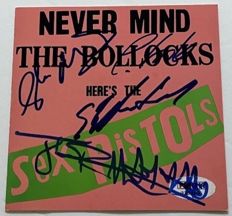 Sex Pistols: Original Group Signed “Never Mind The Bollocks” CD Insert (4 Sigs)(Third Party Guaranteed)