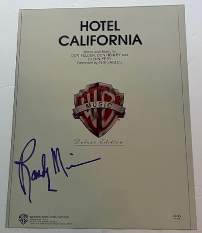 Eagles: Randy Meisner Signed 11" x 14" Hotel California Sheet Music (Third Party Guaranteed) 