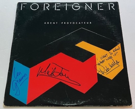 Foreigner: Group Signed "Agent Provocateur LP (3 Sigs)(Third Party Guaranteed)