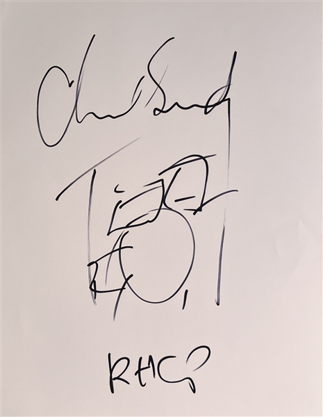 Red Hot Chili Peppers: Chad Smith Signed 8.5" x 11" Page w/ Drum Set Sketch (Beckett/BAS)