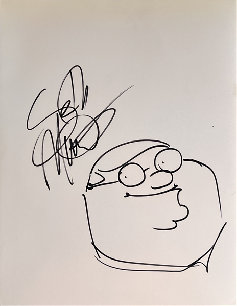 Family Guy: Seth McFarland Signed 8.5" x 11" Page w/ Peter Griffin Sketch (Beckett/BAS)