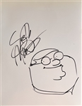 Family Guy: Seth McFarland Signed 8.5 x 11 Page w/ Peter Griffin Sketch (Beckett/BAS)