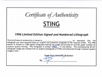 Singer/Musician STING RARE Hand-Signed Limited Edition 32x24 Lithograph 