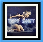 Taylor Swift Signed Litho Poster 1989 Live Neon 22x22 Framed!   