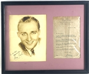 Bing Crosby Signed Photo & Letter in a Framed Display (1934) (Third Party Guarantee)